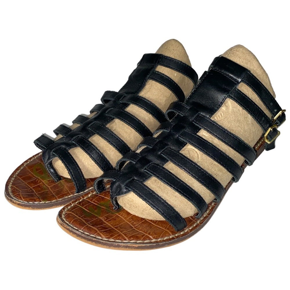 Sam Edelman Gilda Black Leather Gladiator Strappy Roman Sandal Women's SZ 7.5